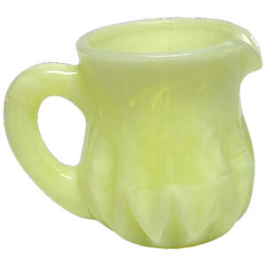 Mini Cream Vaseline Boyd Glass Pitcher Toothpick Holder 2000 Lemon Splash GLOWS